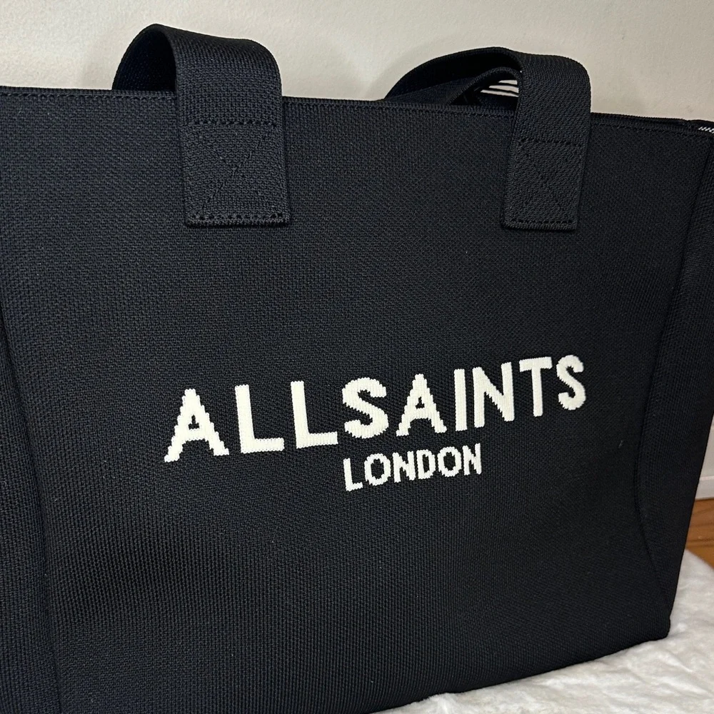 All Saints Izzy Medium Black Logo Tote - Picture 6 of 7